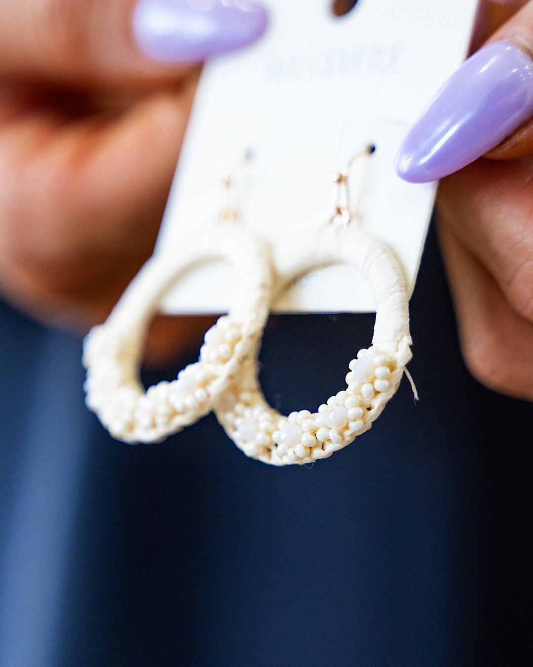 Wrapped Hoops with Beaded Flower Detail - Ivory Crystals Trading Inc.