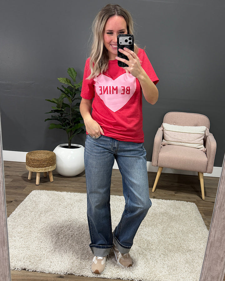 NEW! Be Mine Pink Hearts Heather Red Tee Kissed Apparel