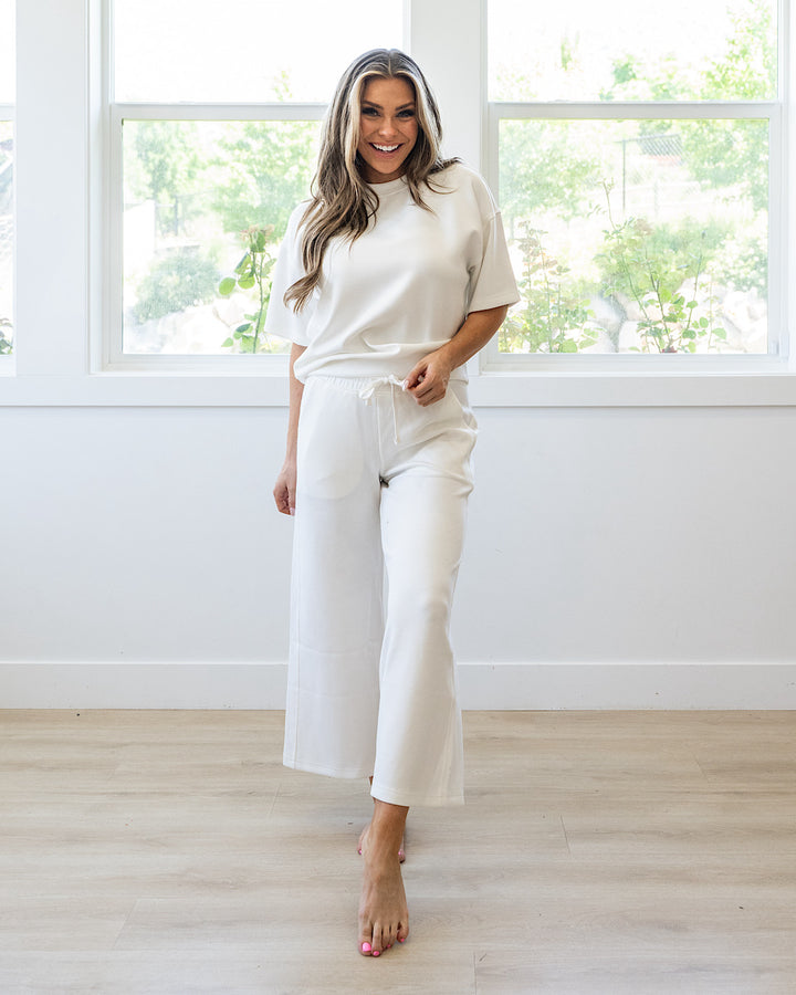 NEW! Macey Scuba Fabric Top - Cream Rae Mode
