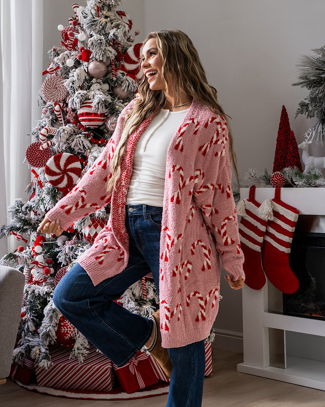 NEW! Christmas Cloud Open Cardigan - Candy Cane Blakeley