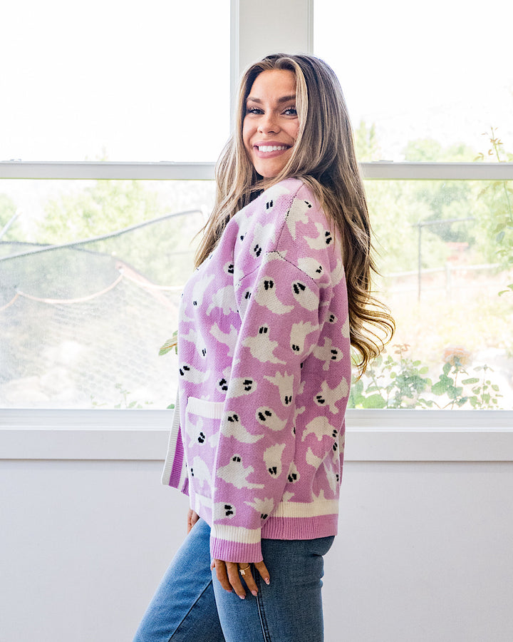 NEW! Ghost Pocket Cardigan - Pink Michelle Mae