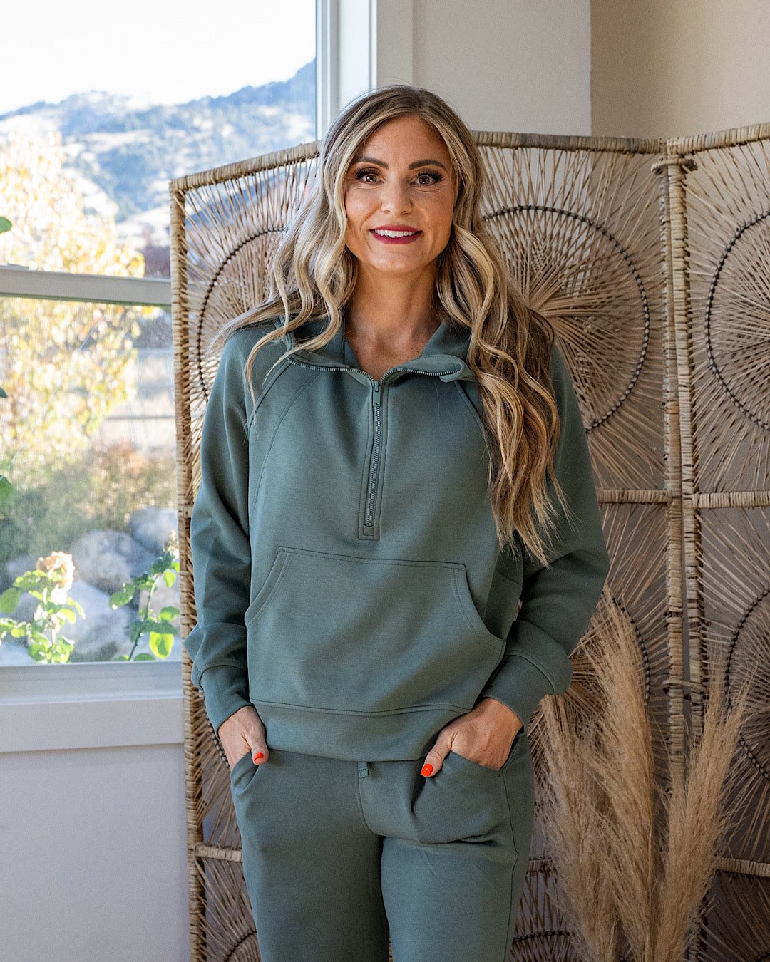 Rae Mode Buttery Soft Scuba Half Zip Hoodie - Color Options Available! Rae Mode Sage Leaf