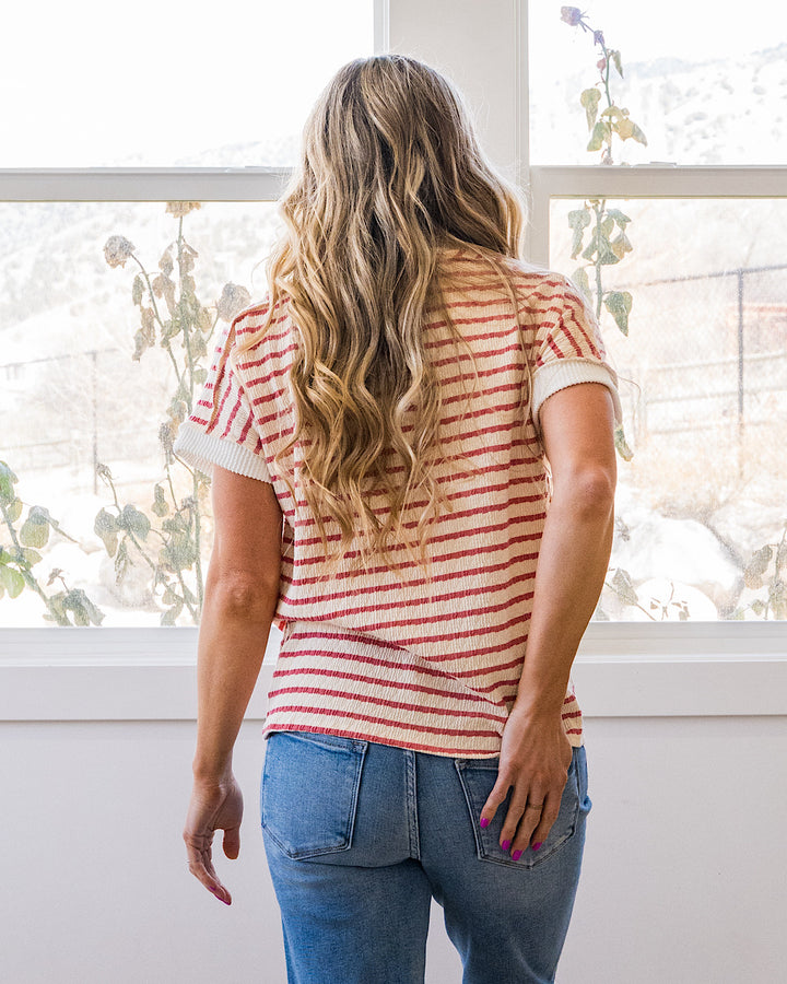 Devri Textured Striped Top - Mauve Lovely Melody