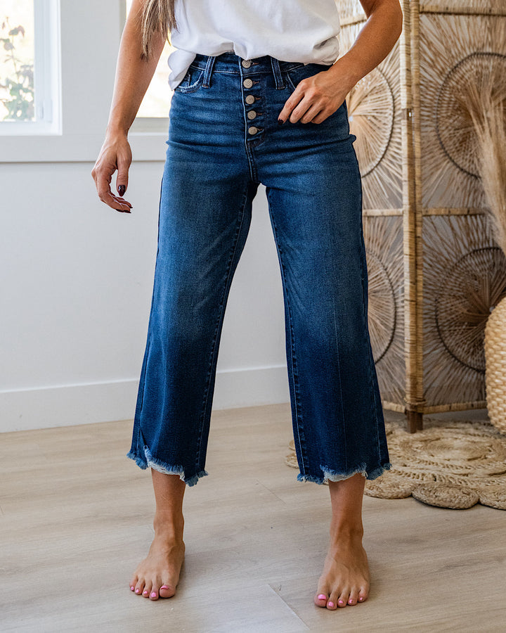 Judy Blue Morgan Distressed Hem Wide Leg Jeans Judy Blue