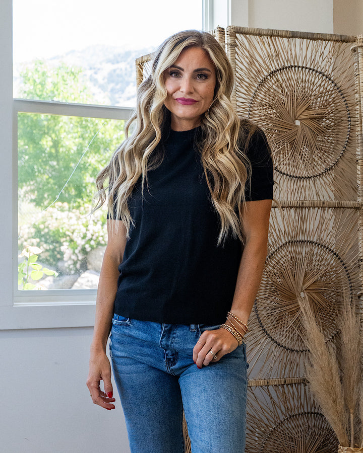 Kaya Mock Neck Knit Top - Color Options Available! Be Cool Black