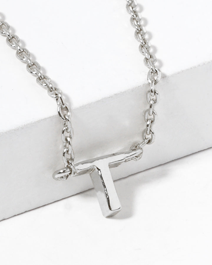 Dainty White Gold Initial Necklace - Pick Your Initial Trendy Wholesale T One Size