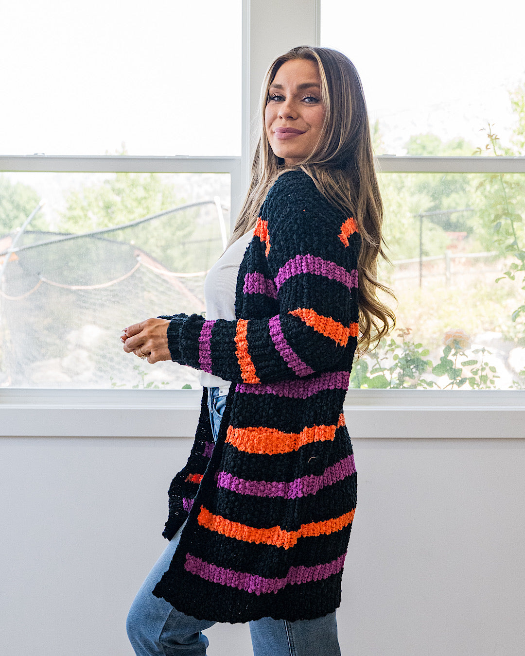 NEW! Halloween Striped Popcorn Cardigan Michelle Mae