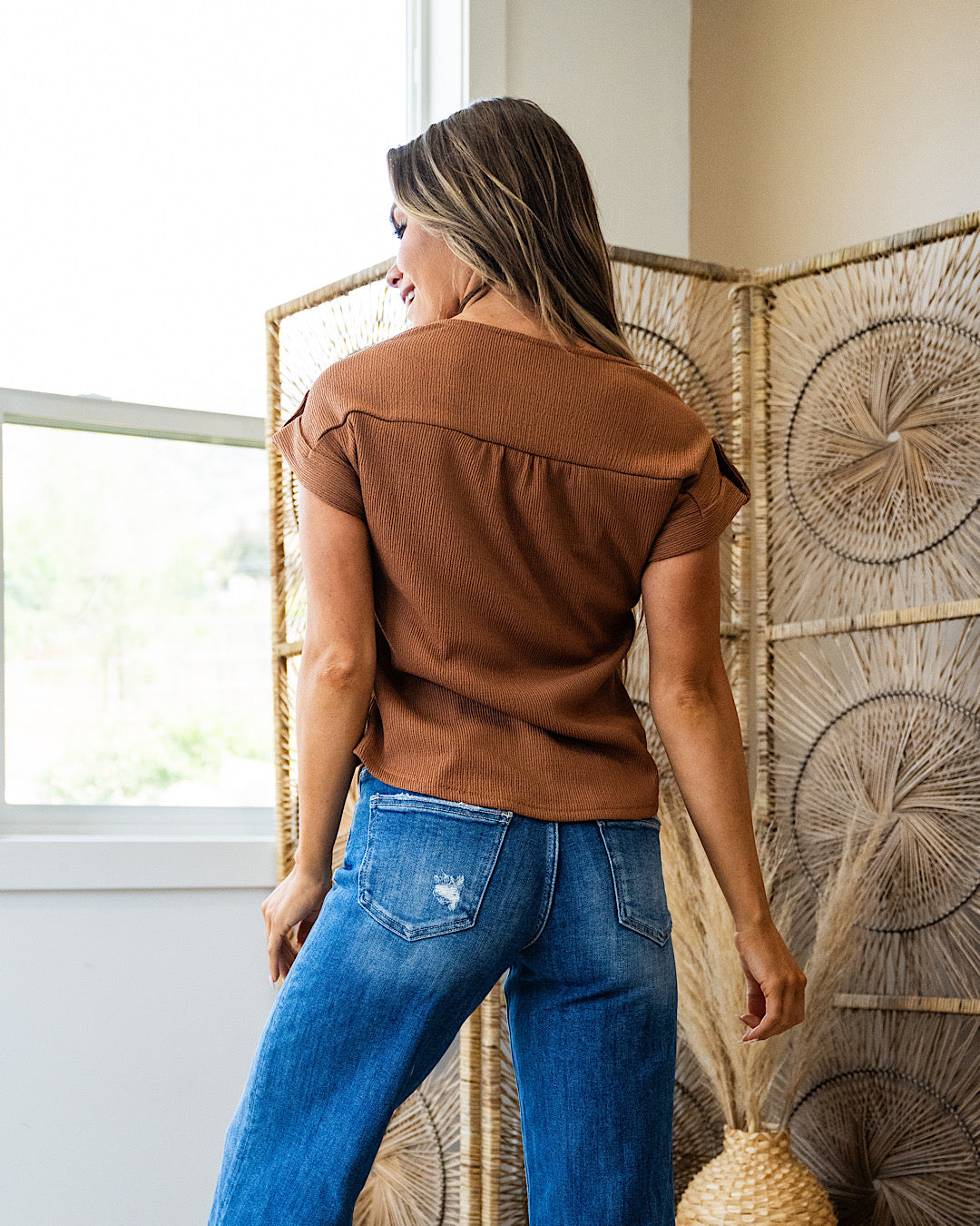 Danielle Lace Trim Top - Cinnamon SALE Mine