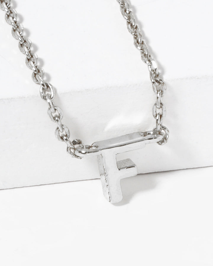 Dainty White Gold Initial Necklace - Pick Your Initial Trendy Wholesale F One Size
