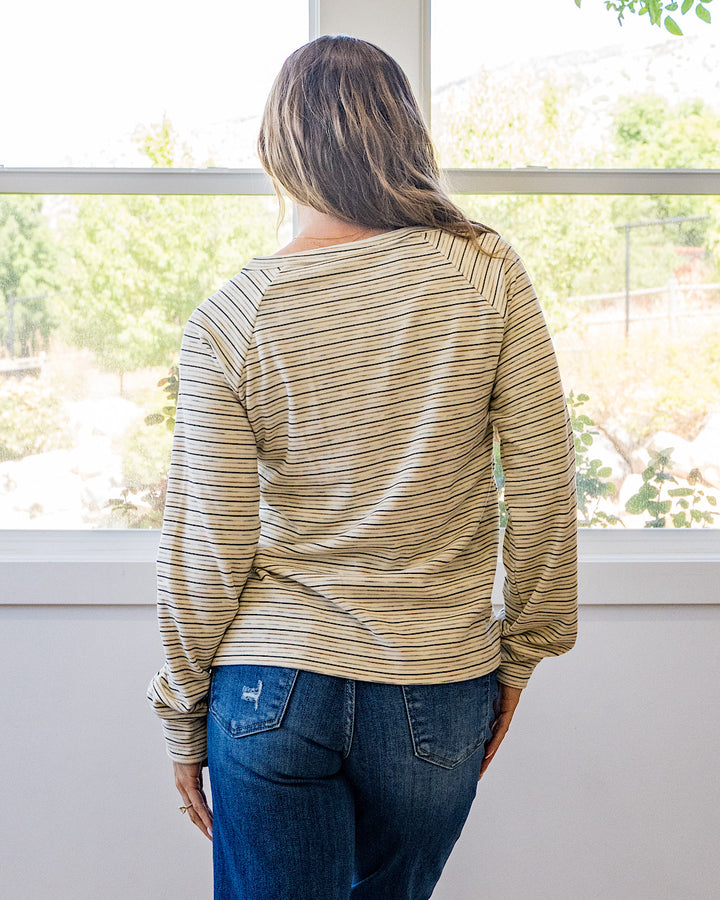 NEW! Estelle Brushed Striped Top - Ivory Staccato