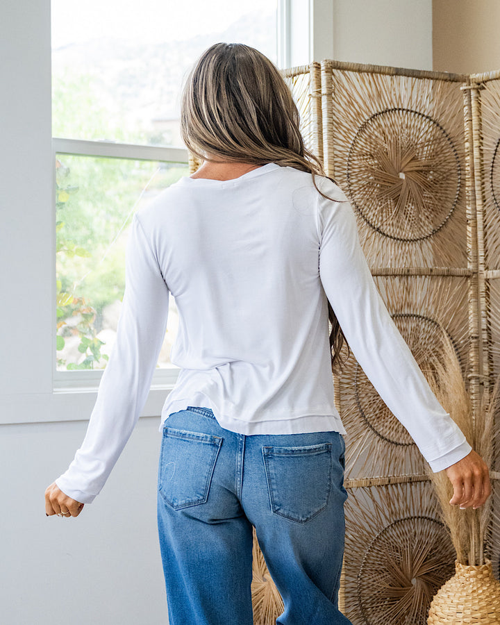 Bethany Cut Edge V Neck Top - Ivory SALE Sew In Love