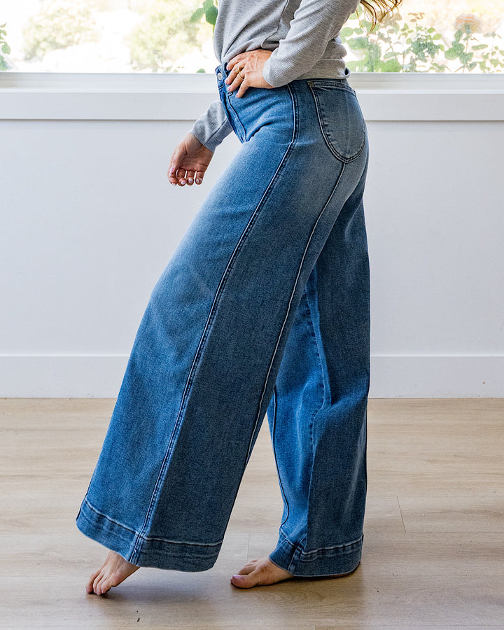 NEW! Judy Blue Hattie Front Seam Wide Leg Jeans - Short, Regular and Long Judy Blue