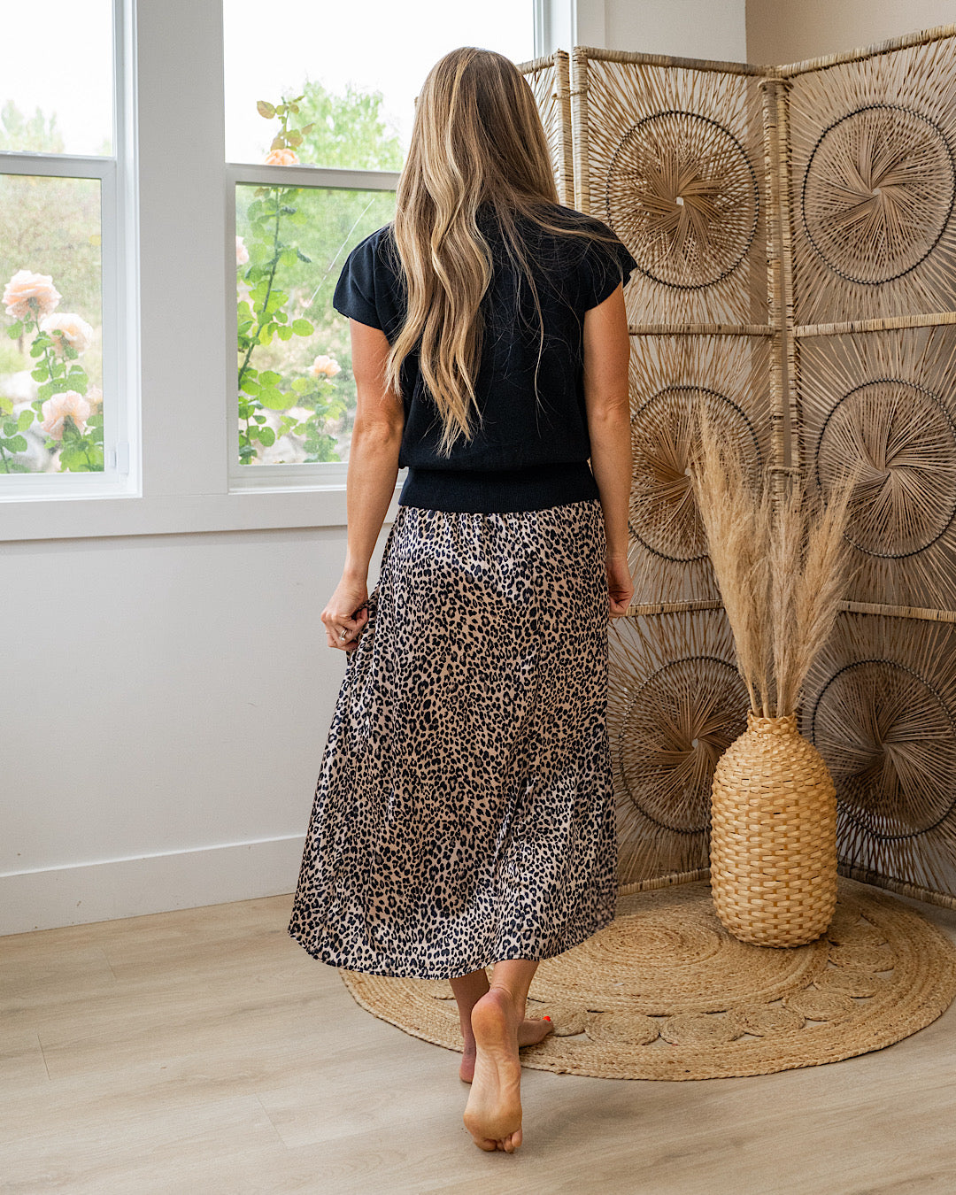 Leopard Print Silky Skirt - Mocha & Black Sew In Love