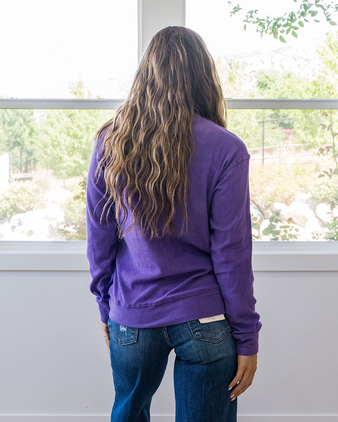 NEW! Mia Ribbed Crewneck Top - Purple Michelle Mae