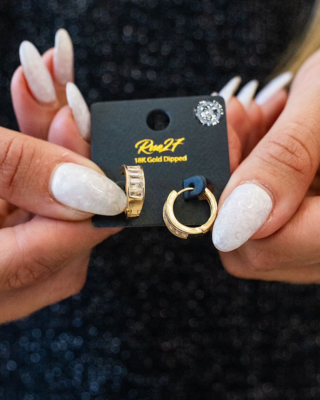 Gold and Crystal Huggie Earrings Trendy Wholesale