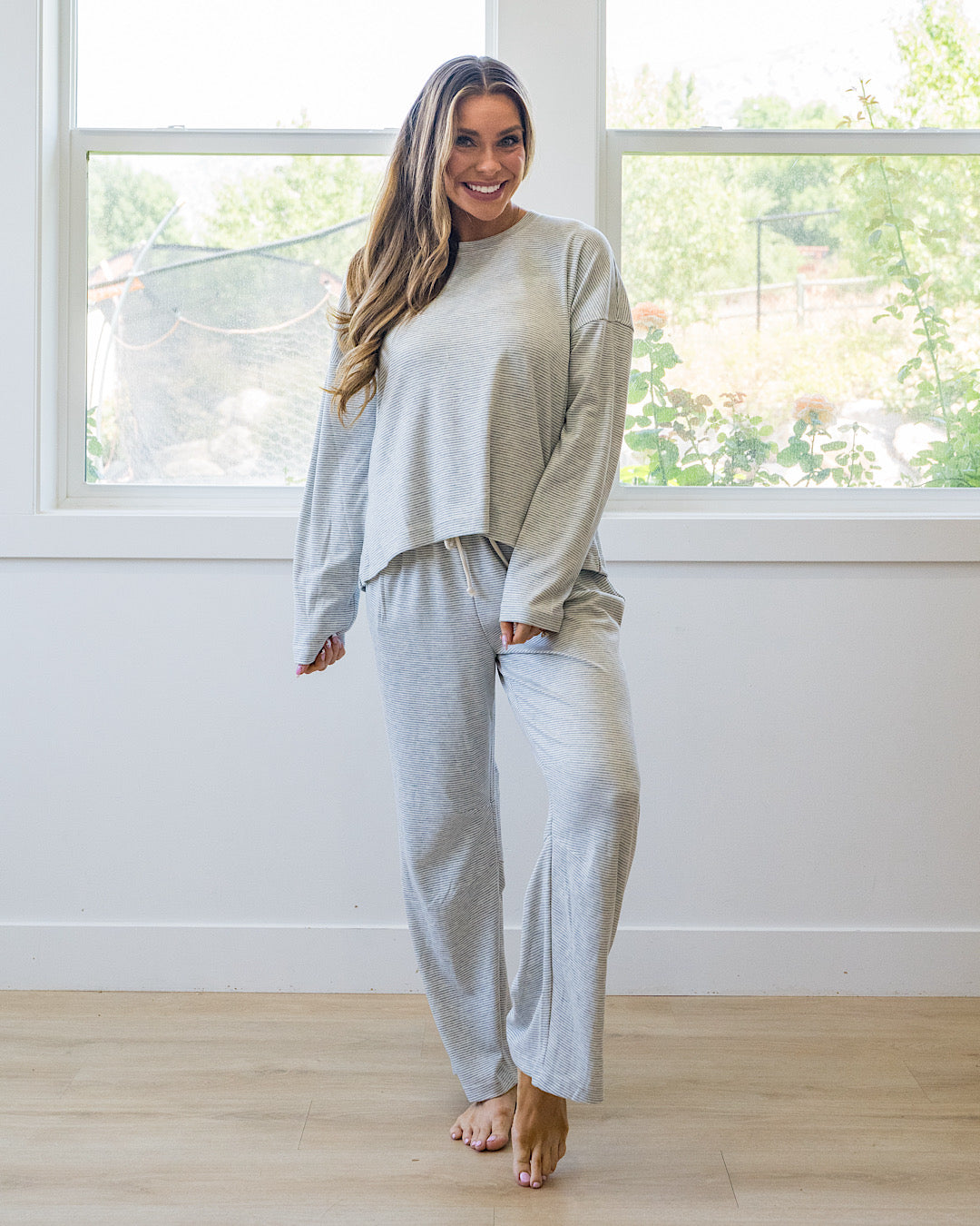Stop Here Striped Knit Set - Heather Gray & Cream Wishlist