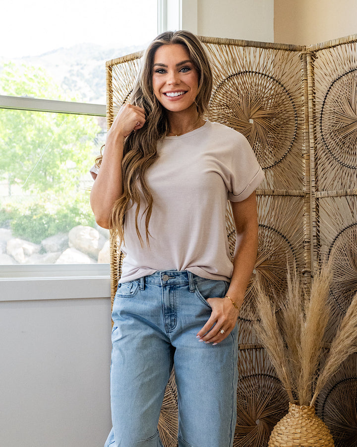 Melissa Roll Sleeve Top - Color Options Available! Staccato Taupe