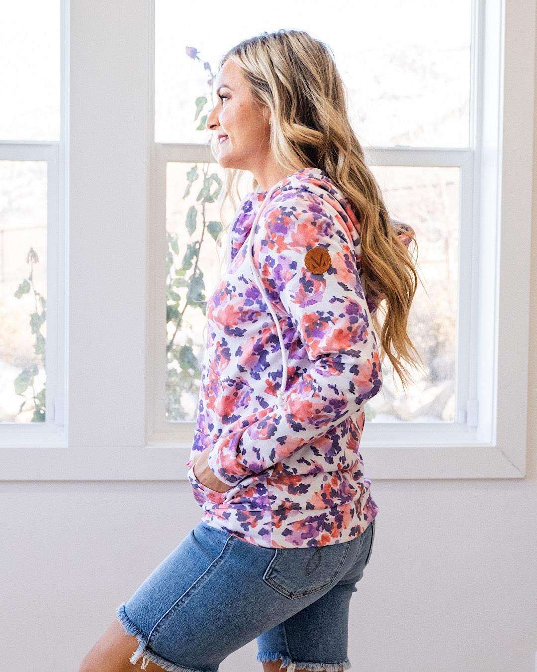 Lindsay Half Zip Hoodie - Purple Abstract Michelle Mae