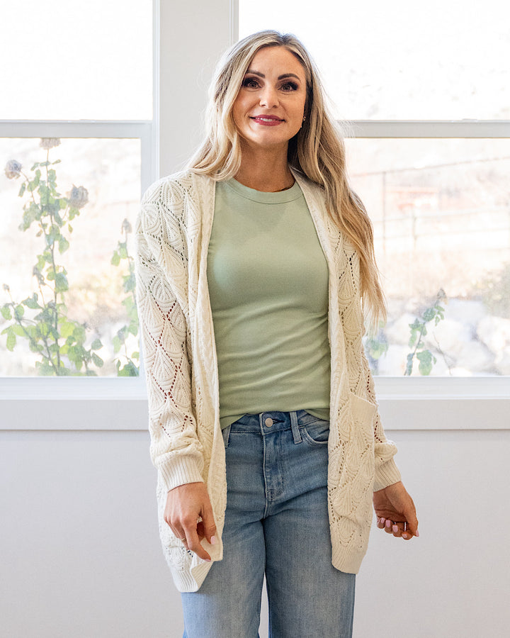 Promise Me Open Knit Cardigan - Ivory Michelle Mae