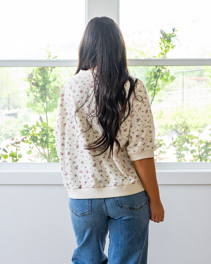 NEW! Tessa Floral Knit Top - Ivory Multi Mine