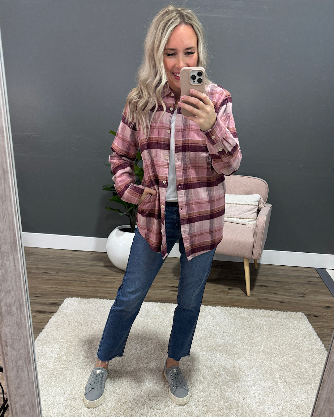 Manny Magenta Haze Plaid Flannel Top FINAL SALE Thread & Supply