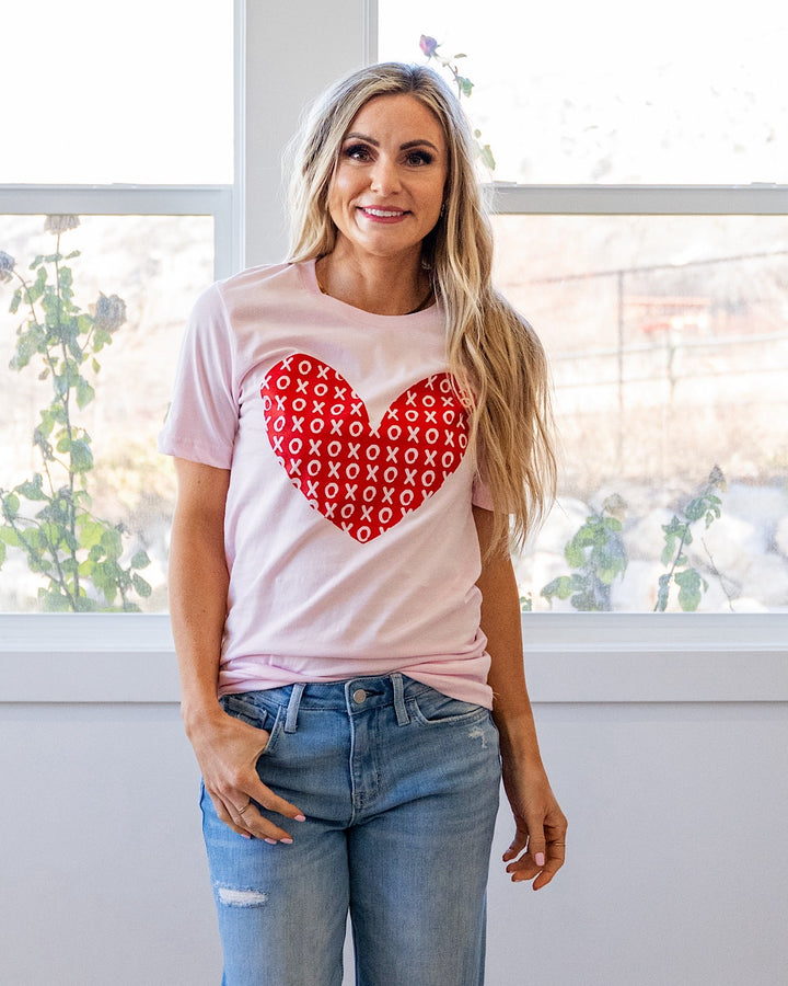 NEW! XOXO Red Heart Pink Tee Kissed Apparel