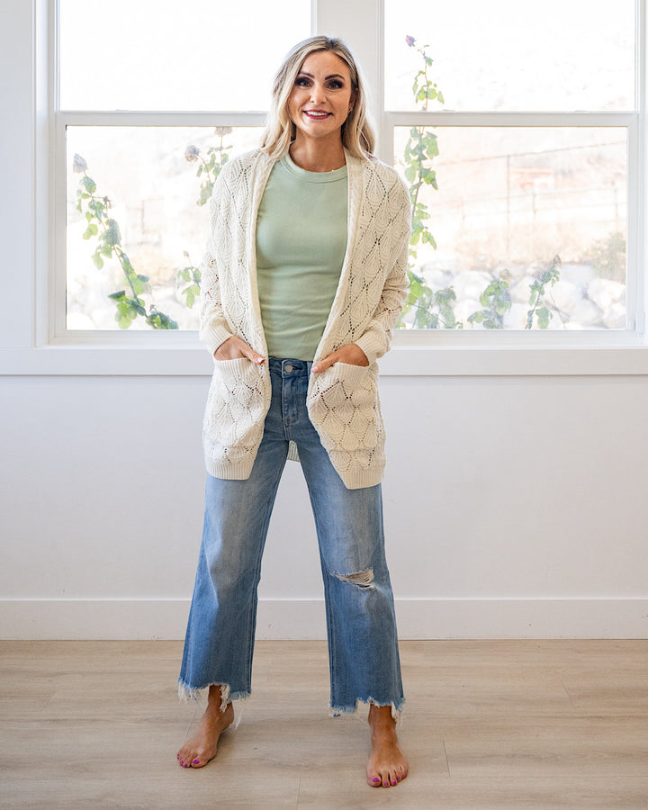 Promise Me Open Knit Cardigan - Ivory Michelle Mae