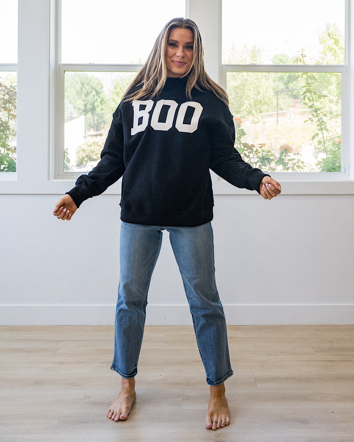 NEW! Piper Reversed Mock Neck Sweatshirt - Boo Michelle Mae