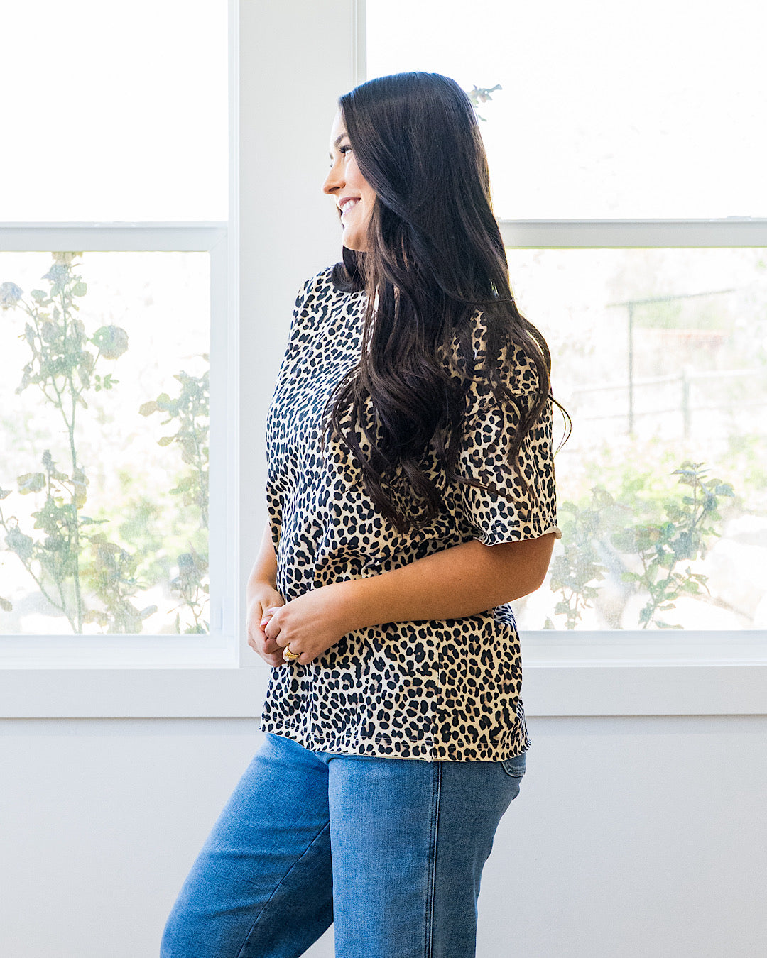 Ampersand Ave Layover Leopard Boyfriend Tee Ampersand Ave