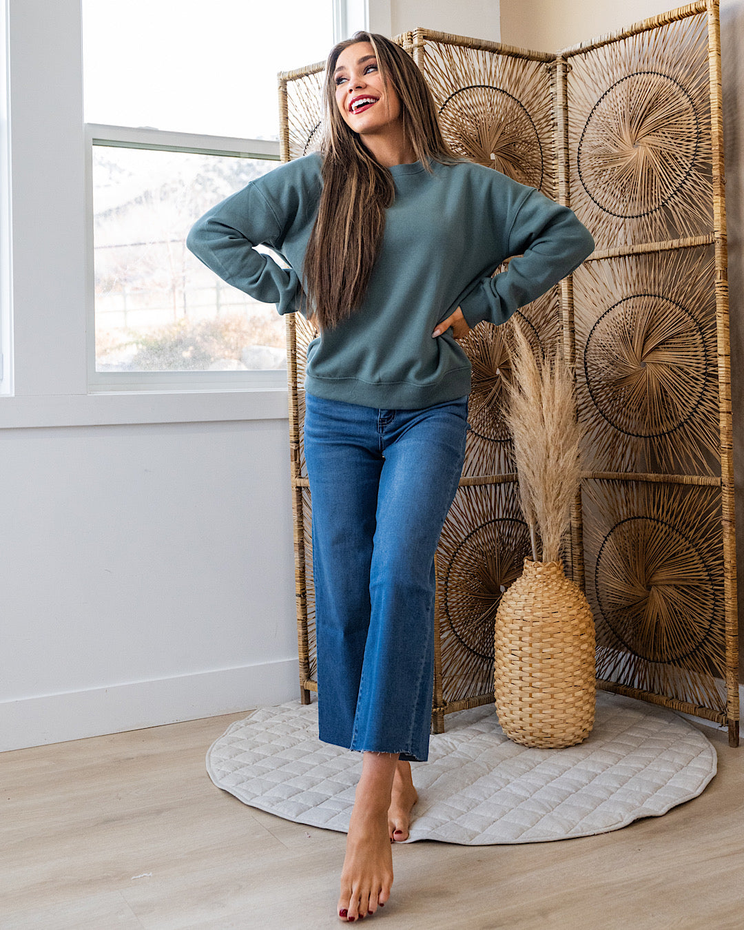Cozy Crewneck Sweatshirt - Ash Jade Zenana