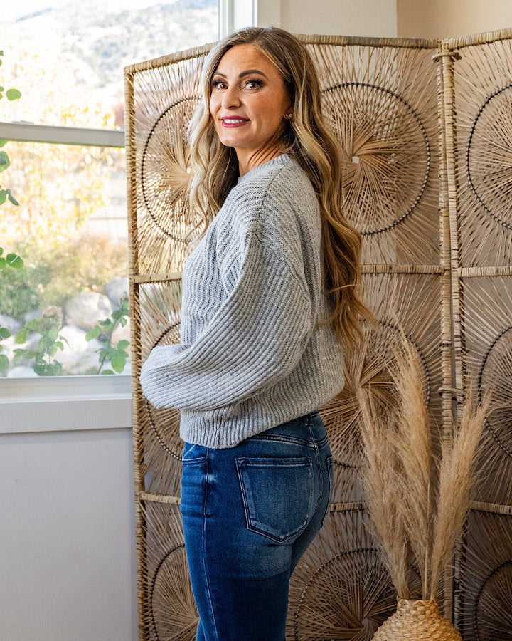 NEW! Evie Ribbed Knit Sweater - Heather Gray