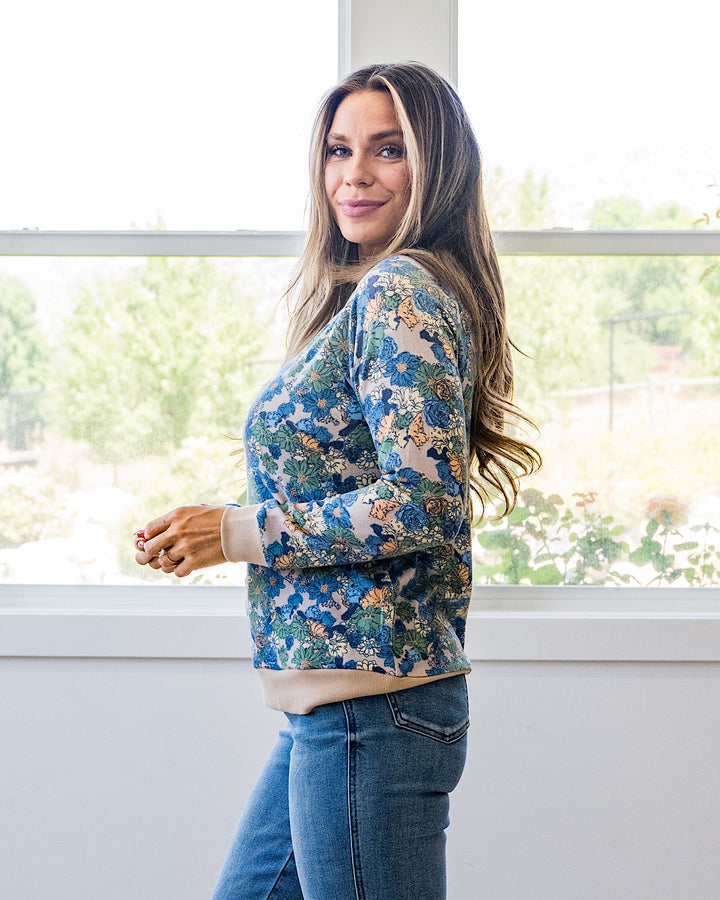NEW! Bristol Floral Lightweight Sweater - Taupe Staccato