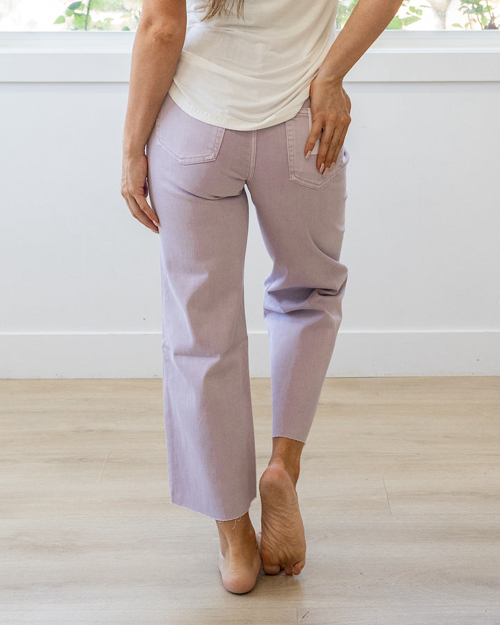 NEW! Vervet Skye Wide Leg Non Distressed Crop Jeans - Lavender Vervet