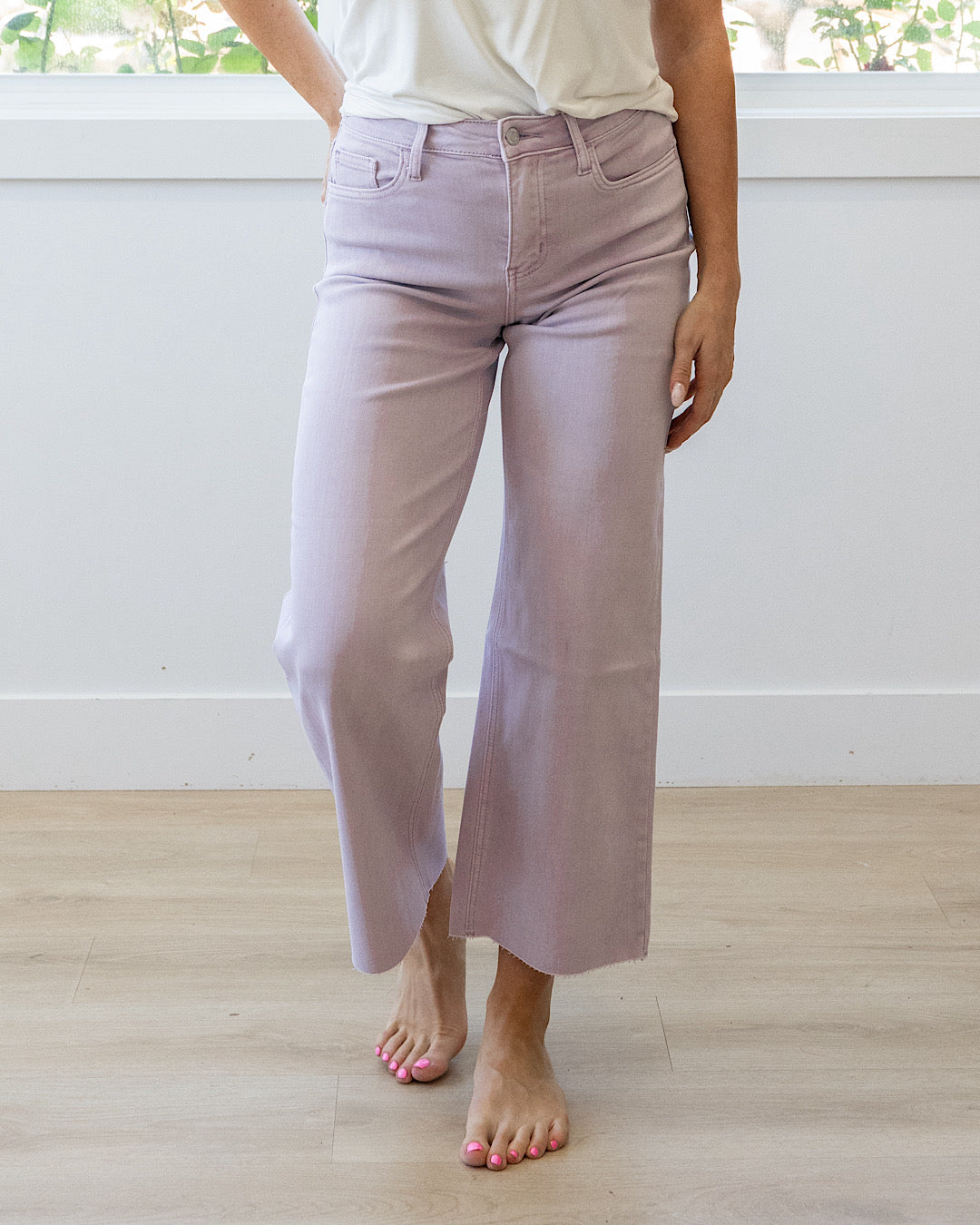 NEW! Vervet Skye Wide Leg Non Distressed Crop Jeans - Lavender Vervet