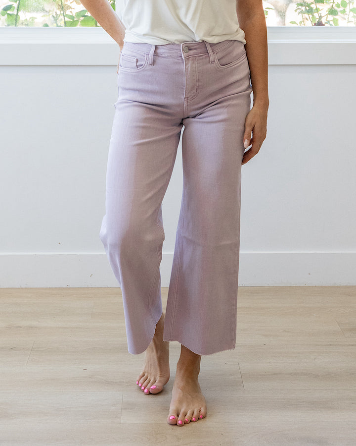 NEW! Vervet Skye Wide Leg Non Distressed Crop Jeans - Lavender Vervet