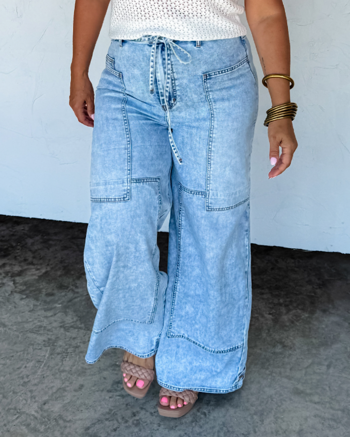 Blakely Say Yes Tie Waist Wide Leg Jeans Blakely