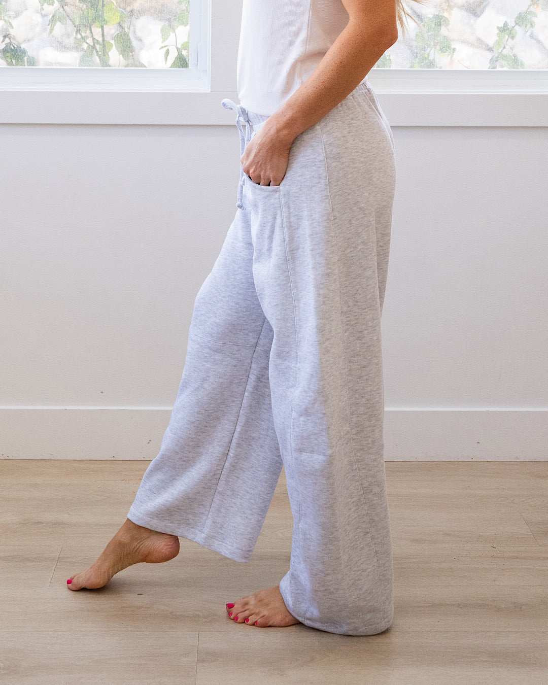 Micael Barrel Leg Lounge Pants - Ice Gray Reflex