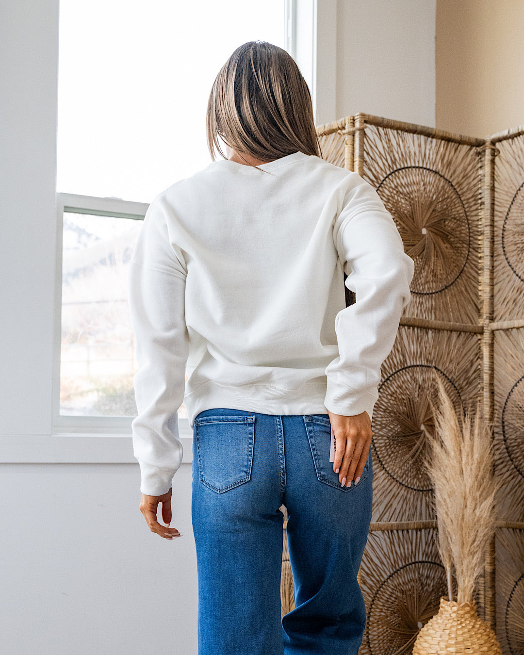 Cozy Crewneck Sweatshirt - Off White Zenana