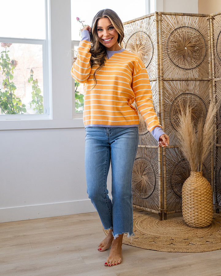 Charlotte Contrast Striped Sweater - Light Orange FINAL SALE Staccato