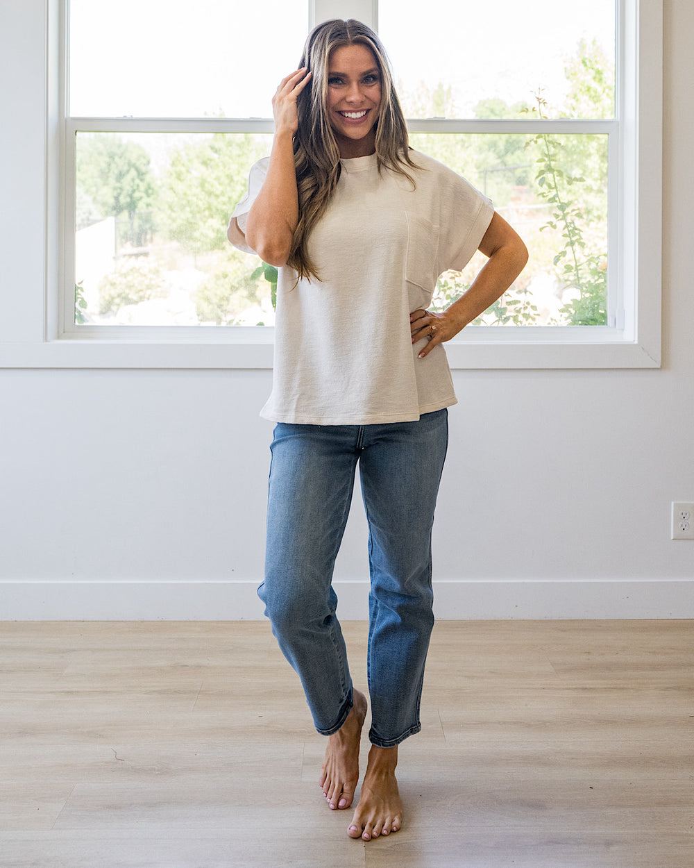 NEW! Charlotte Short Sleeve Pocket Top - Cream Tres Bien