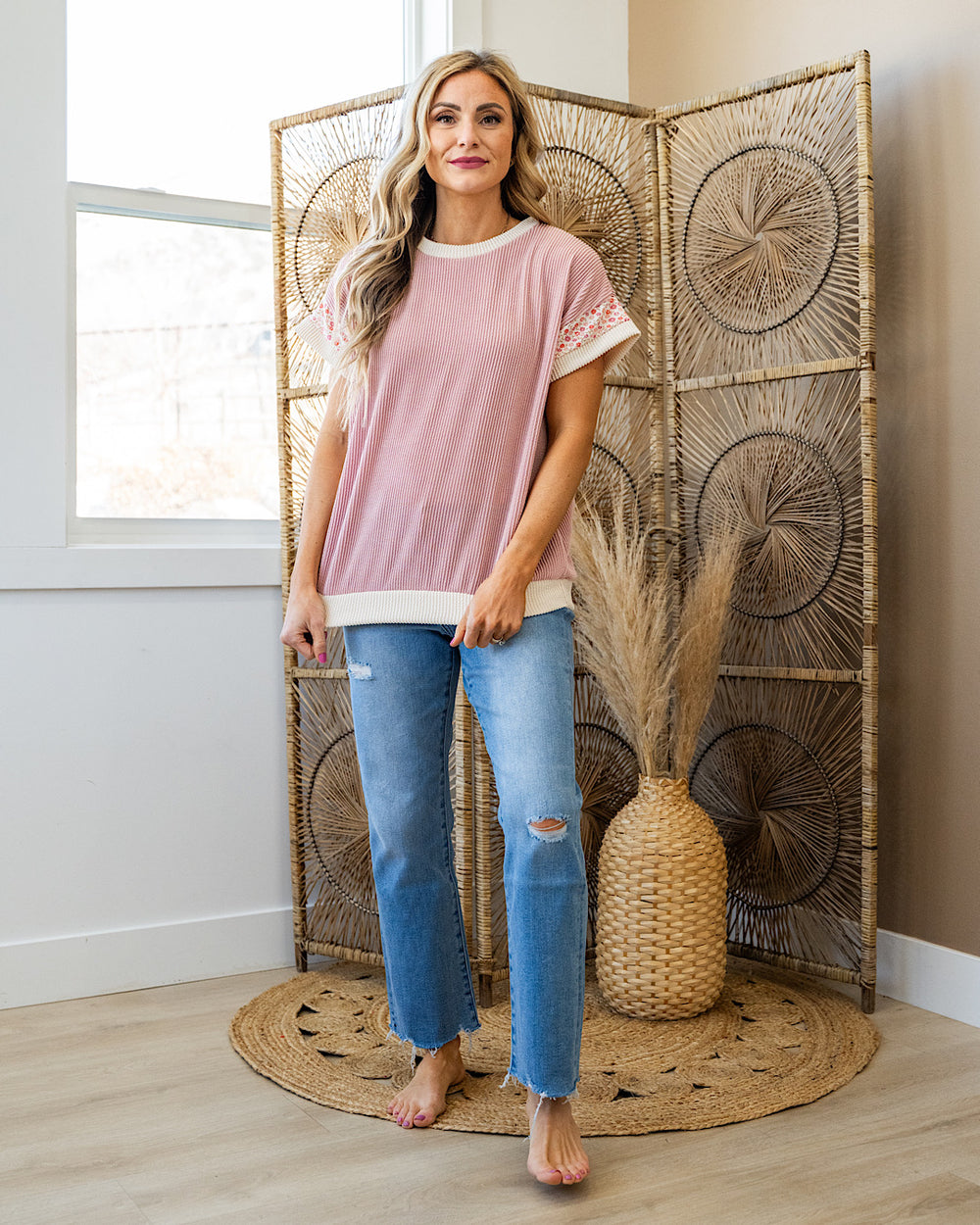 Sierra Corded Color Block Top - Mauve FINAL SALE Lovely Melody
