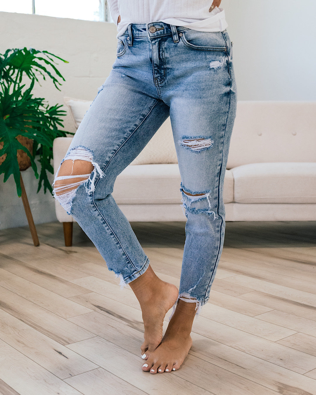 Ampersand Ave Henley Distressed Straight Jeans SALE Ampersand Ave