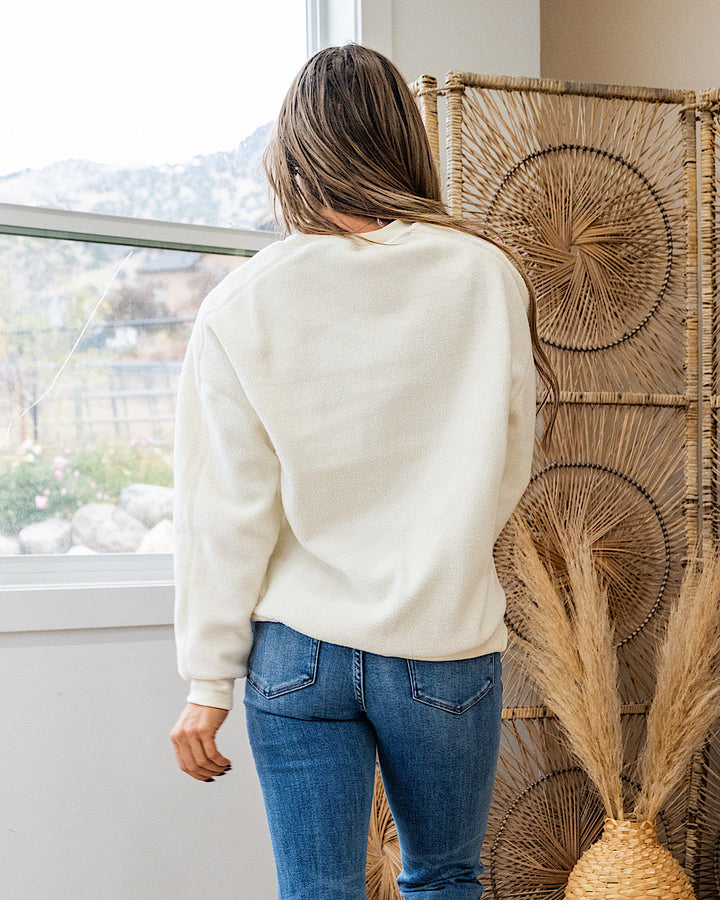 Della Cozy Fleece Pullover - Cream Staccato