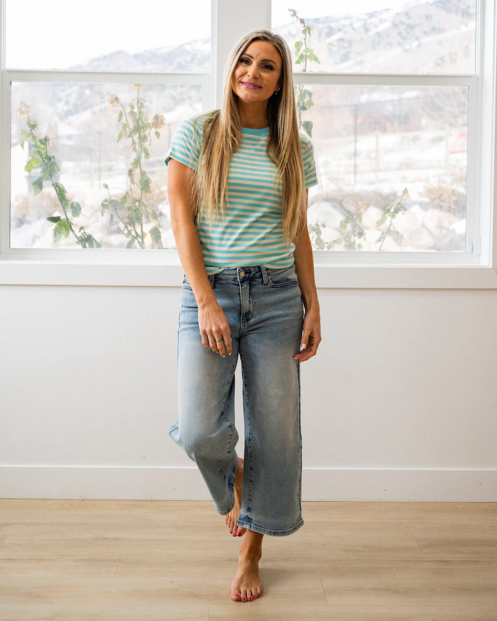 NEW! Julie Striped Knit Top - Sky Blue & Ivory Wishlist