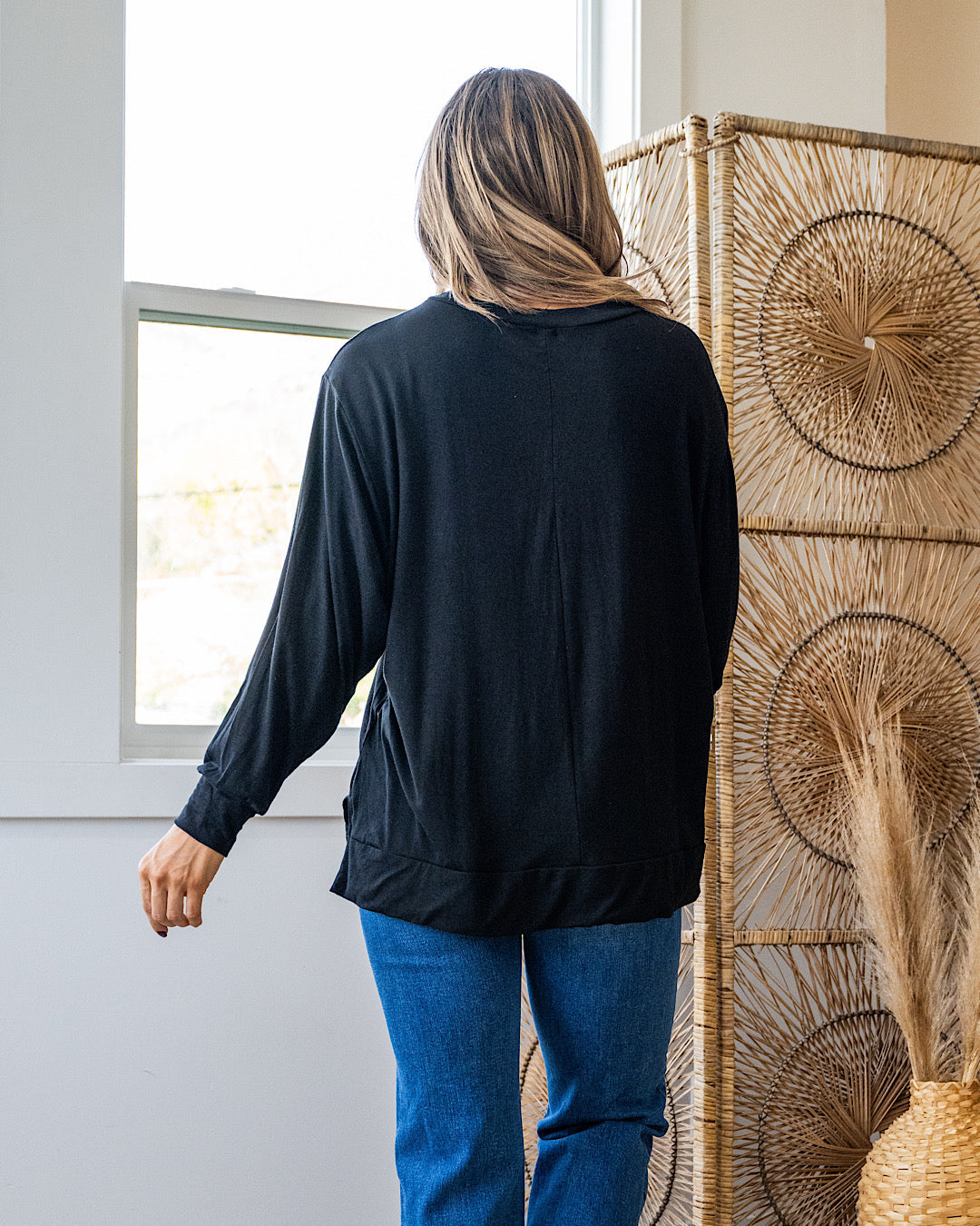 DOORBUSTER! Dolman Sleeve Top - Black Sew In Love