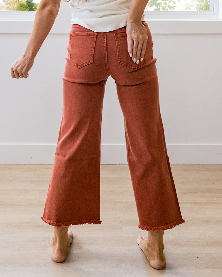 Mae Wide Leg Cropped Jeans - Rust Zenana