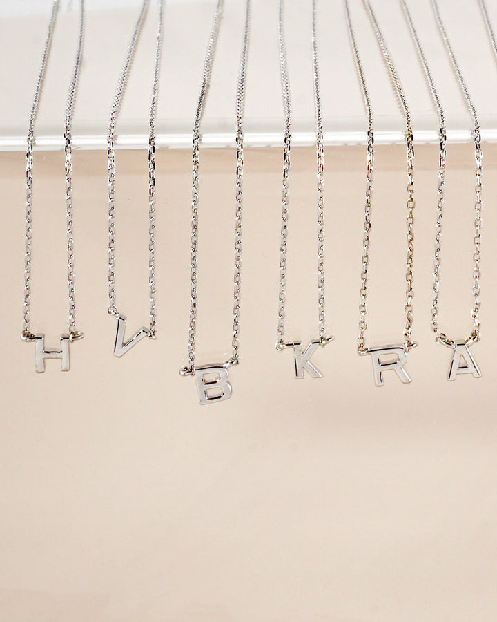 Dainty White Gold Initial Necklace - Pick Your Initial Trendy Wholesale