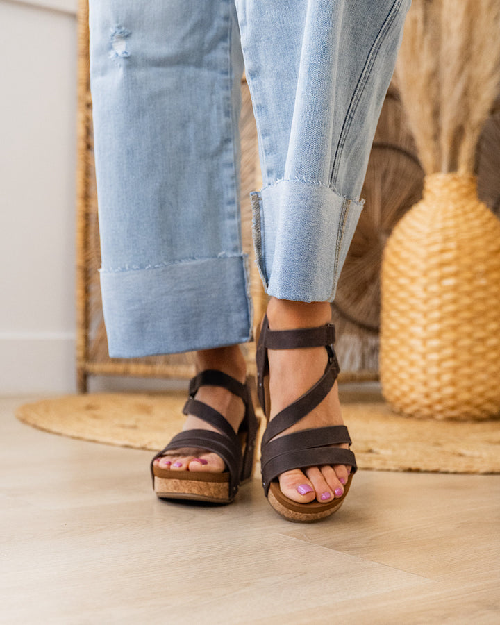 Very G Harriet Cork Wedge Sandals - Chocolate FINAL SALE Very G