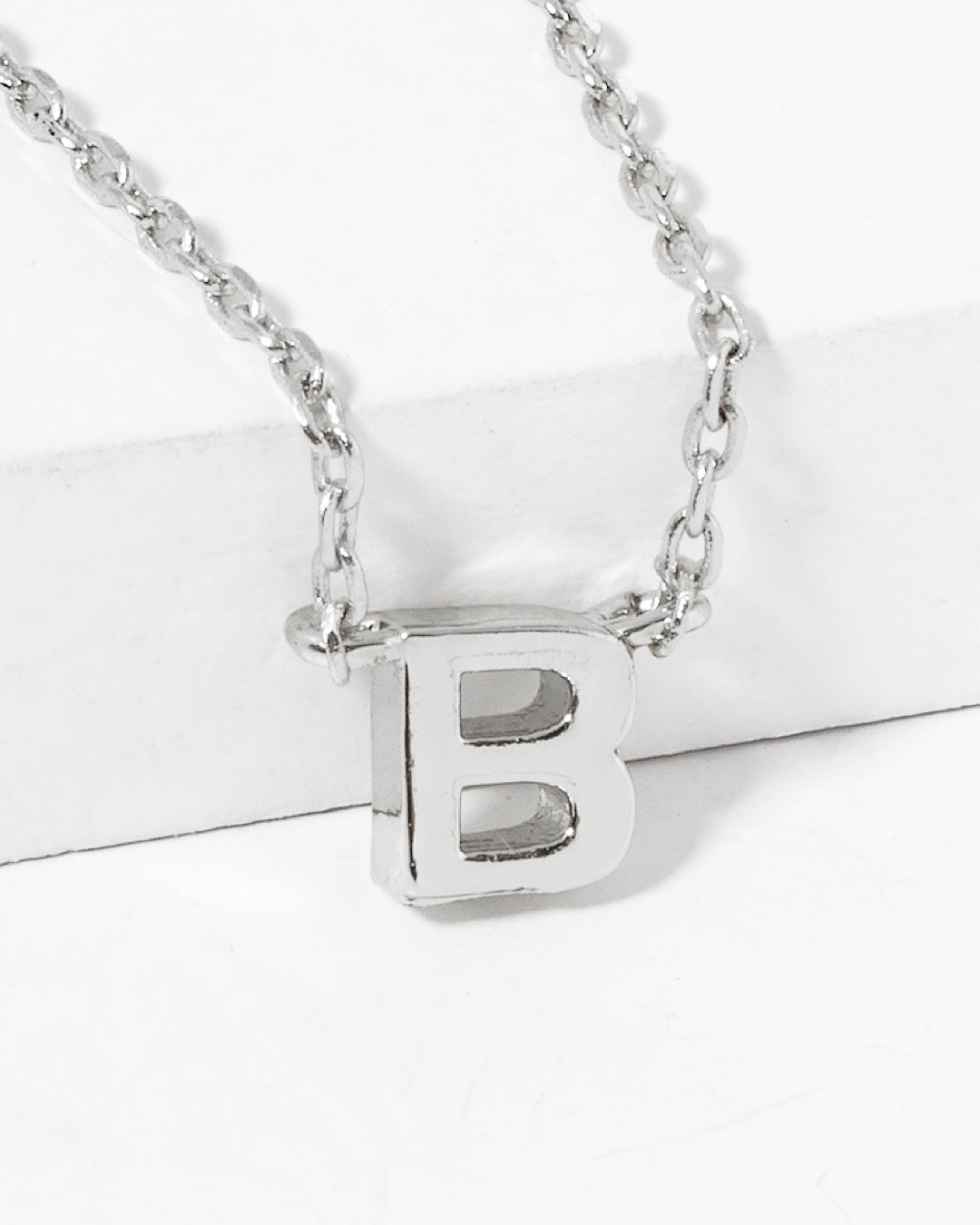 Dainty White Gold Initial Necklace - Pick Your Initial Trendy Wholesale B One Size