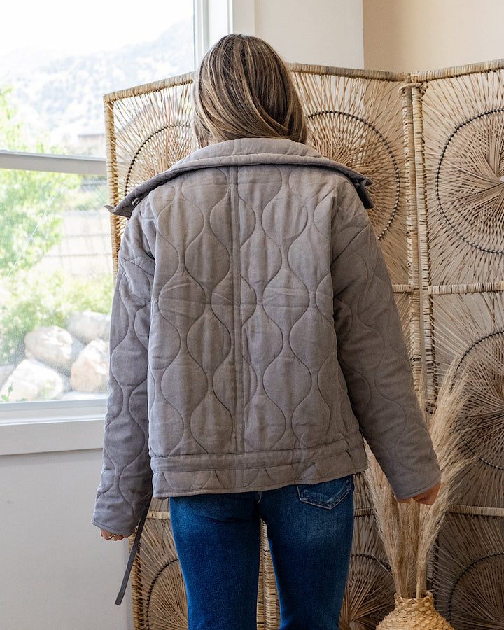 NEW! Promise Me Quilted Puffer Jacket - Earth Gray